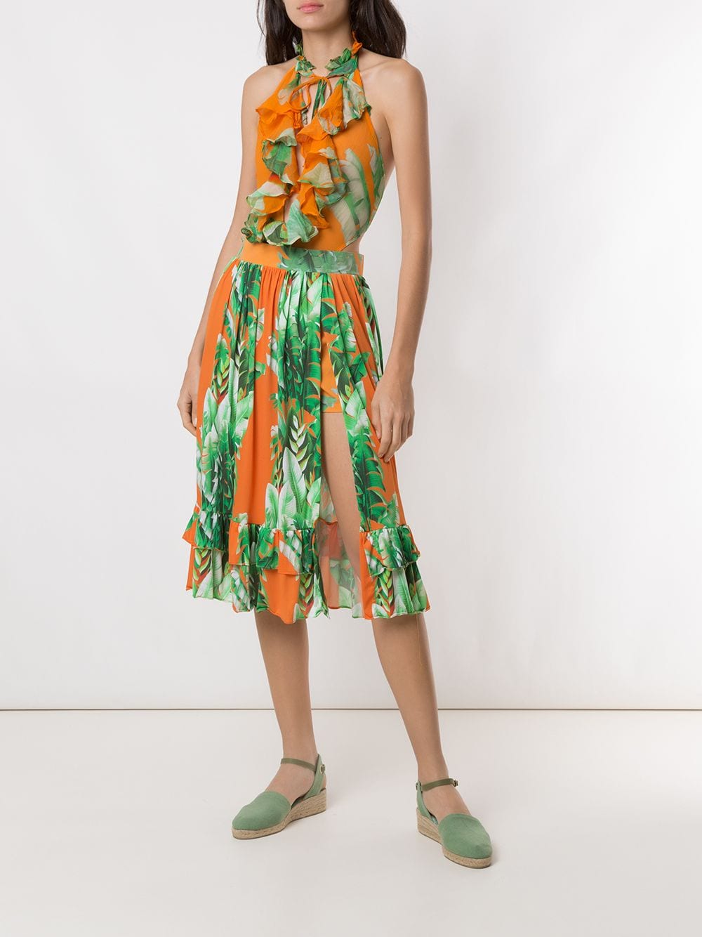 printed ruffle skirt