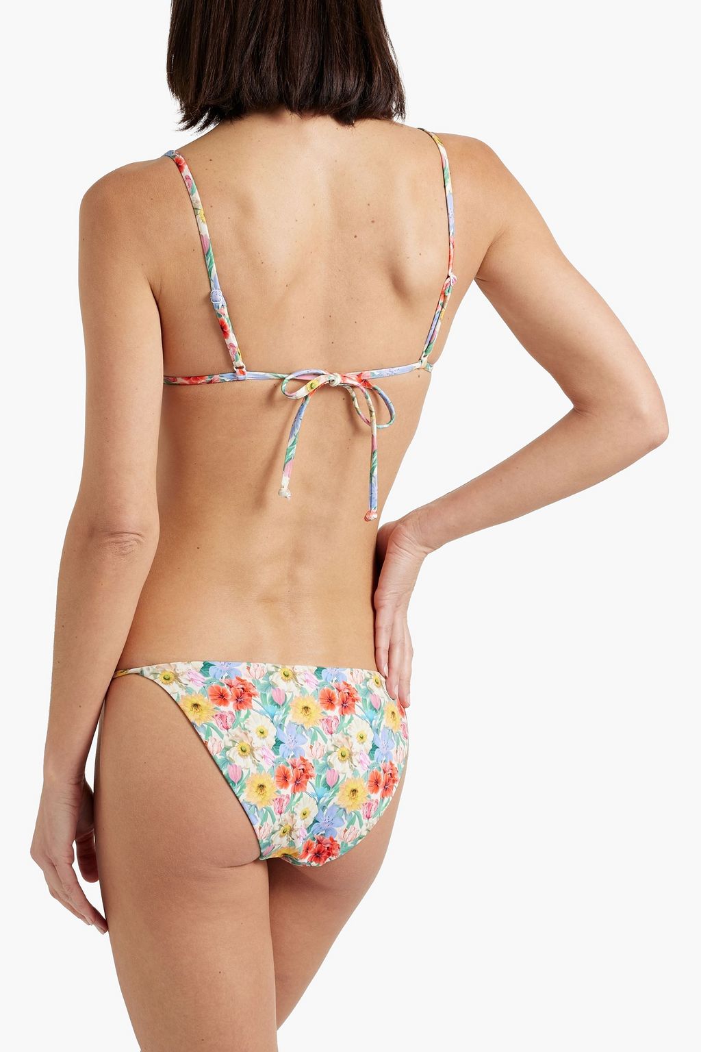 Alexa floral-print triangle bikini top
