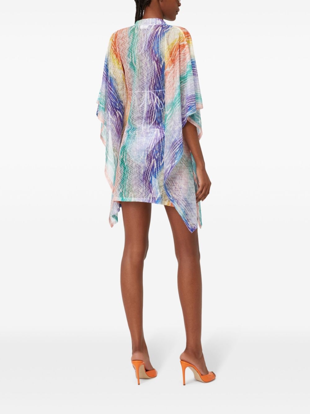 tie dye-print kaftan minidress