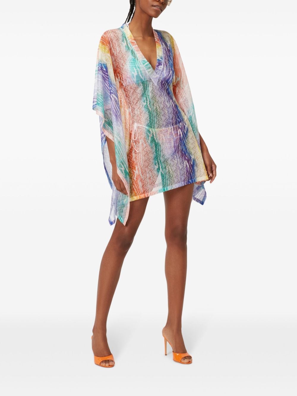 tie dye-print kaftan minidress