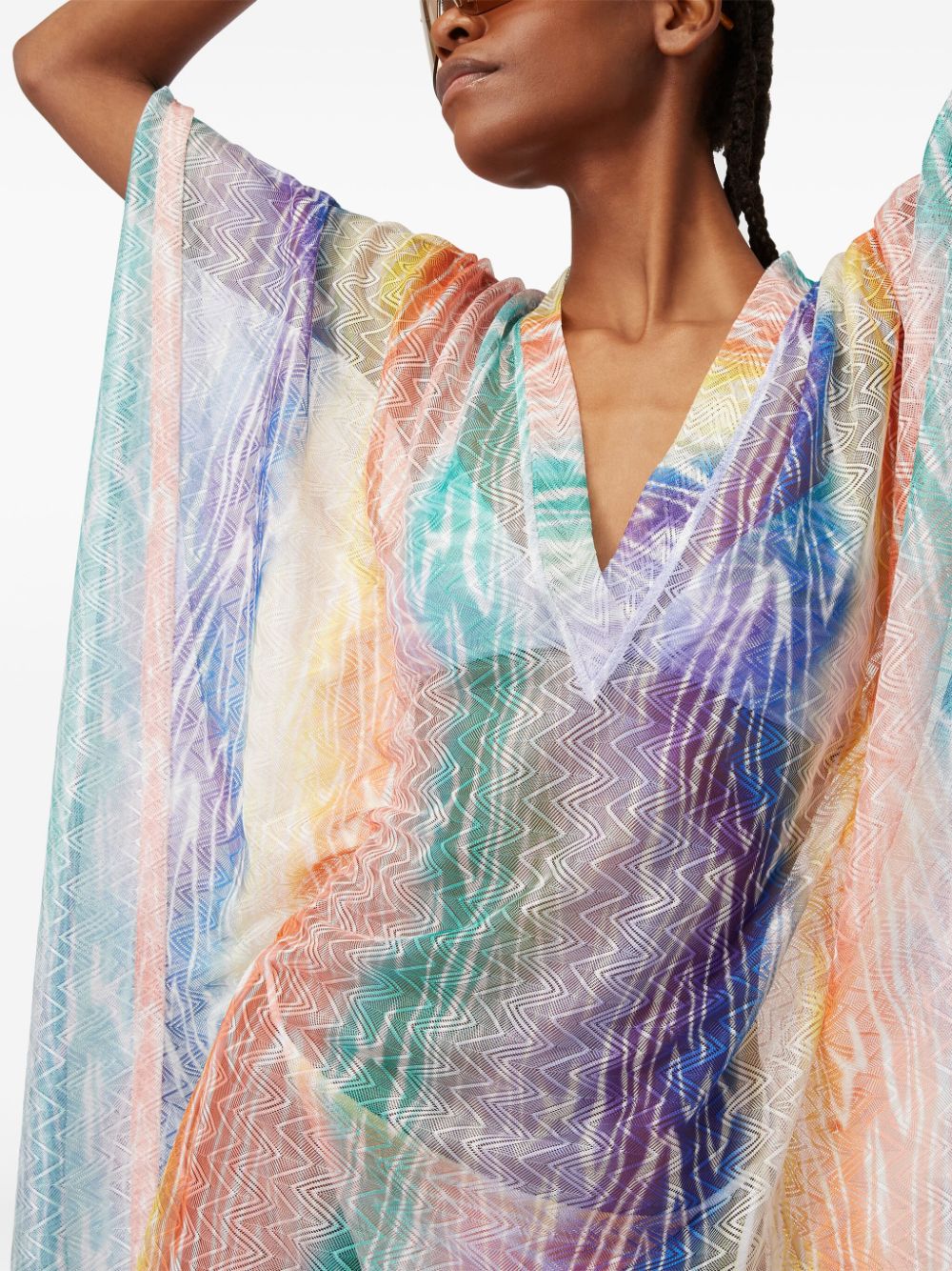 tie dye-print kaftan minidress