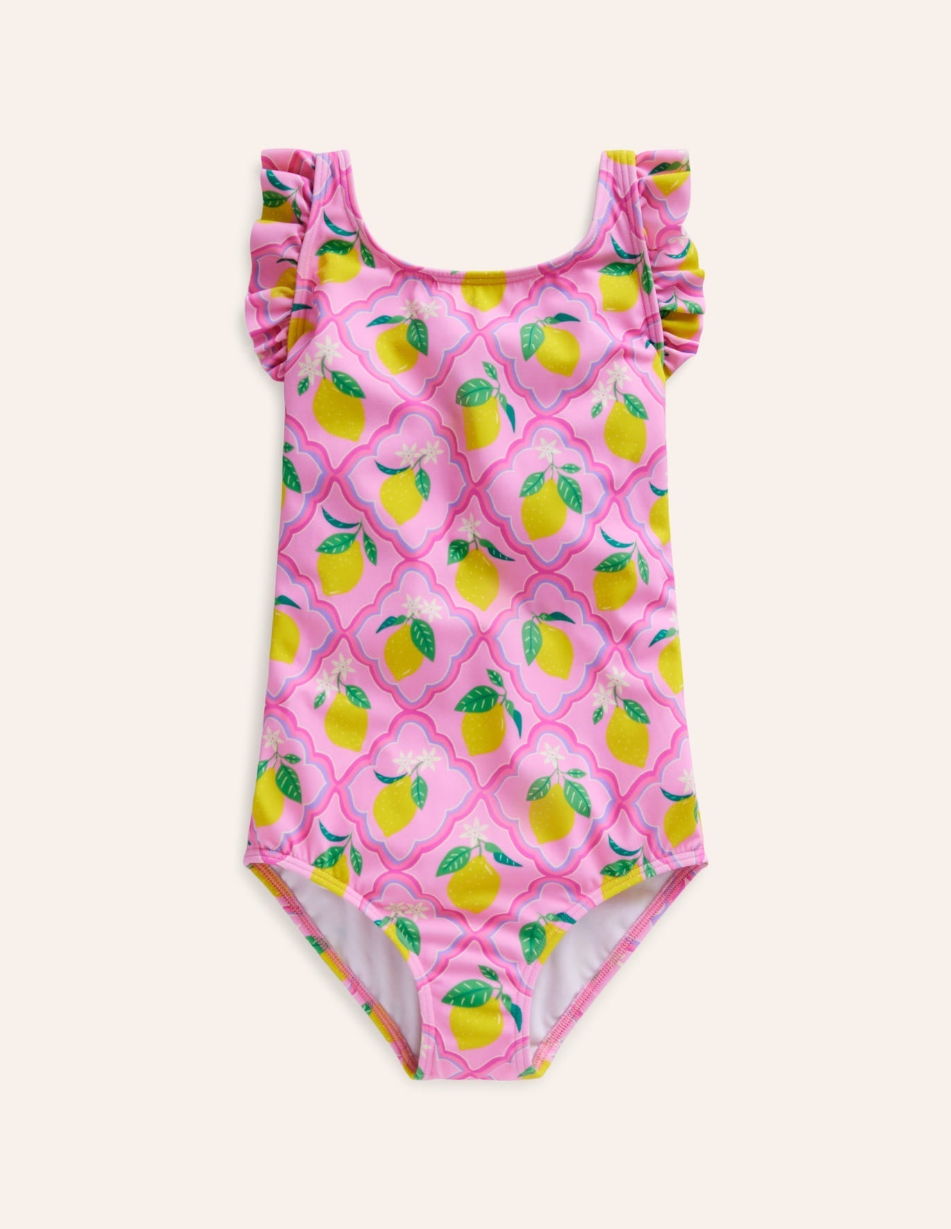 Frill crossback swimsuit pink lemon grove