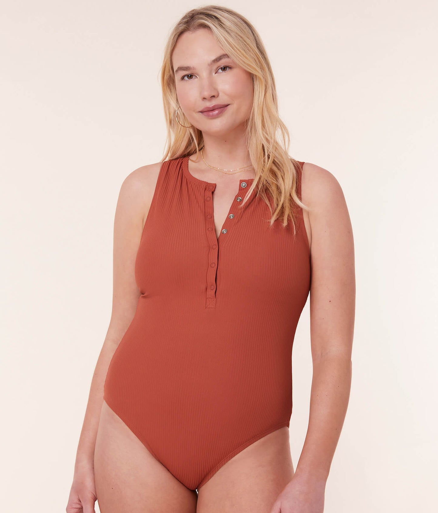 The Malibu One Piece - Eco Ribbed - Ginger - Long Torso
