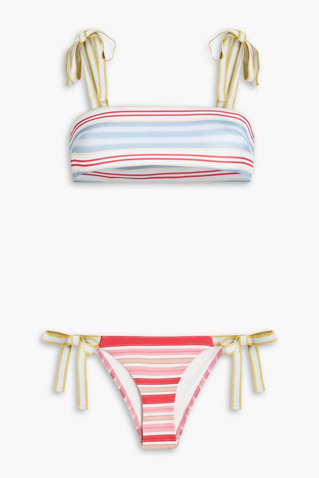 Grosgrain-trimmed striped bikini