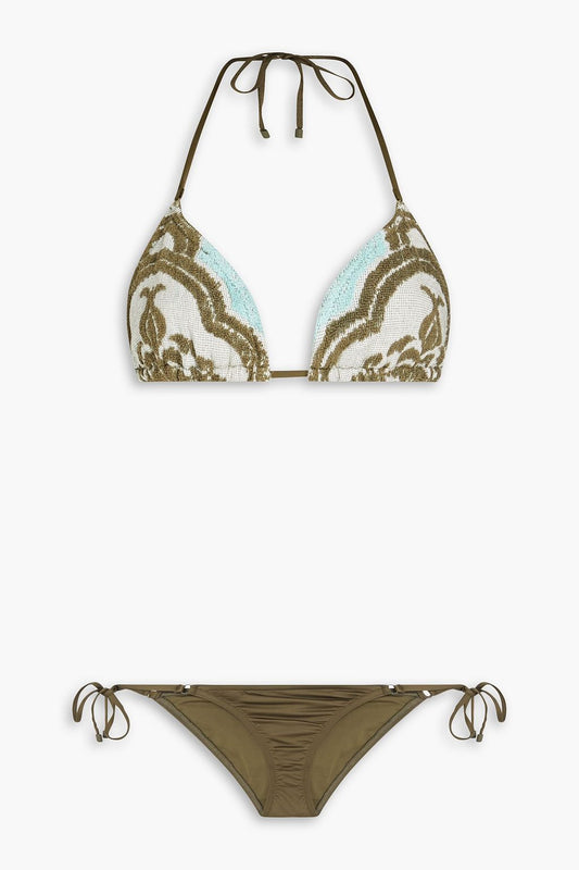 Jacquard triangle bikini