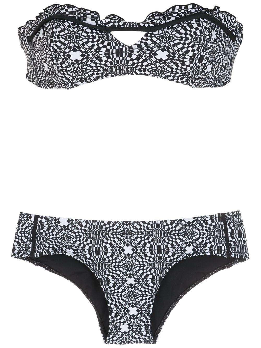 striped print bikini set