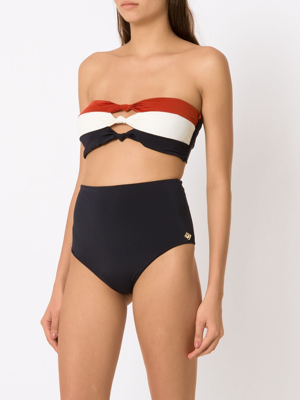 knot-detail striped bikini
