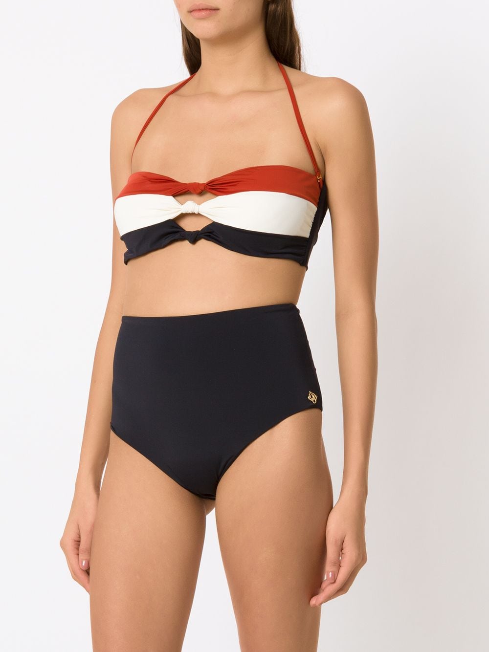 knot-detail striped bikini