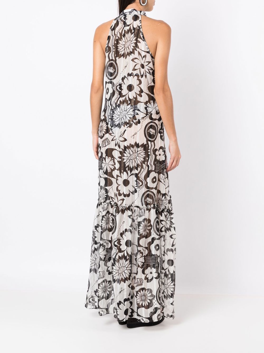 floral-print halterneck beach dress