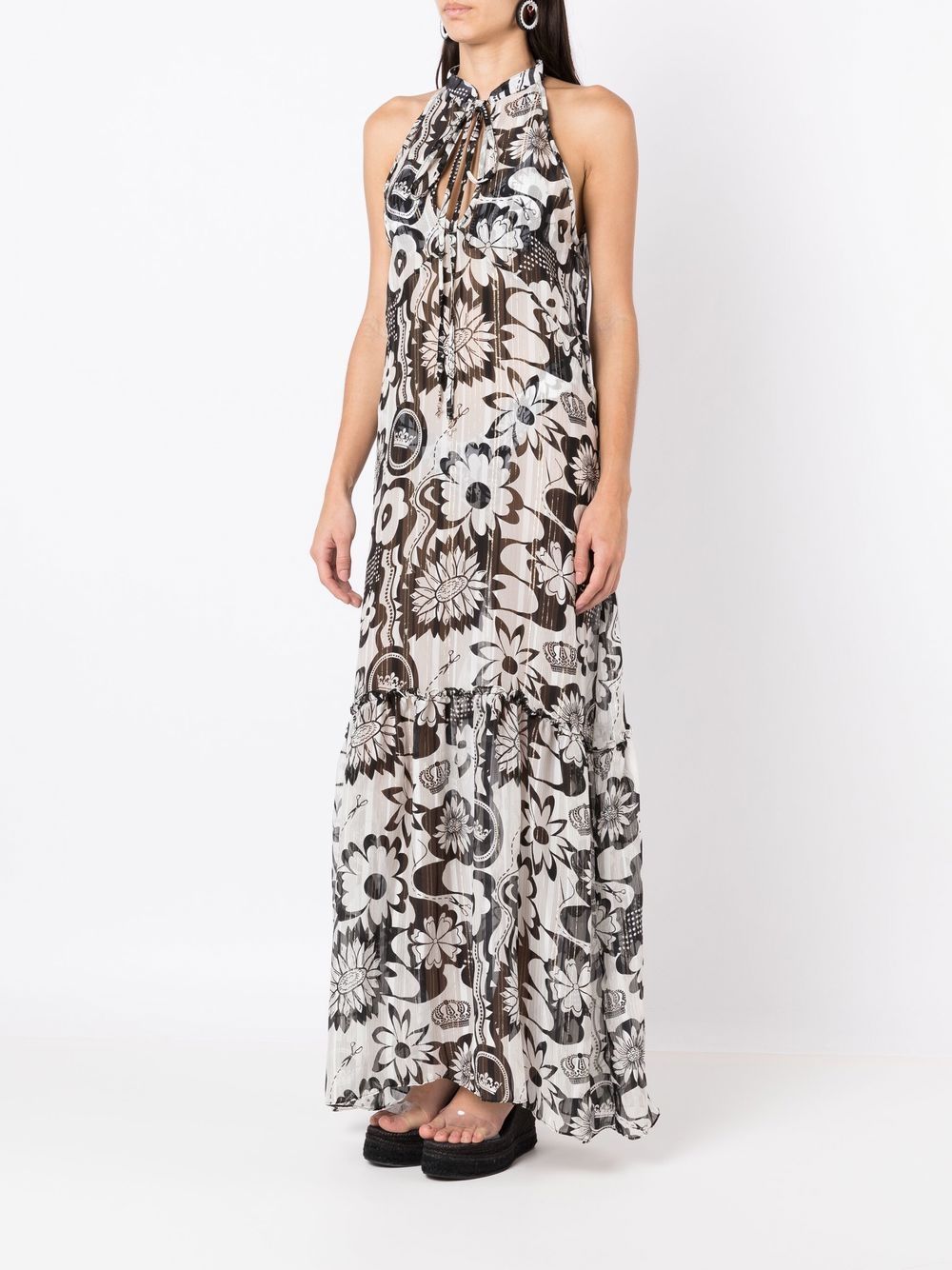floral-print halterneck beach dress