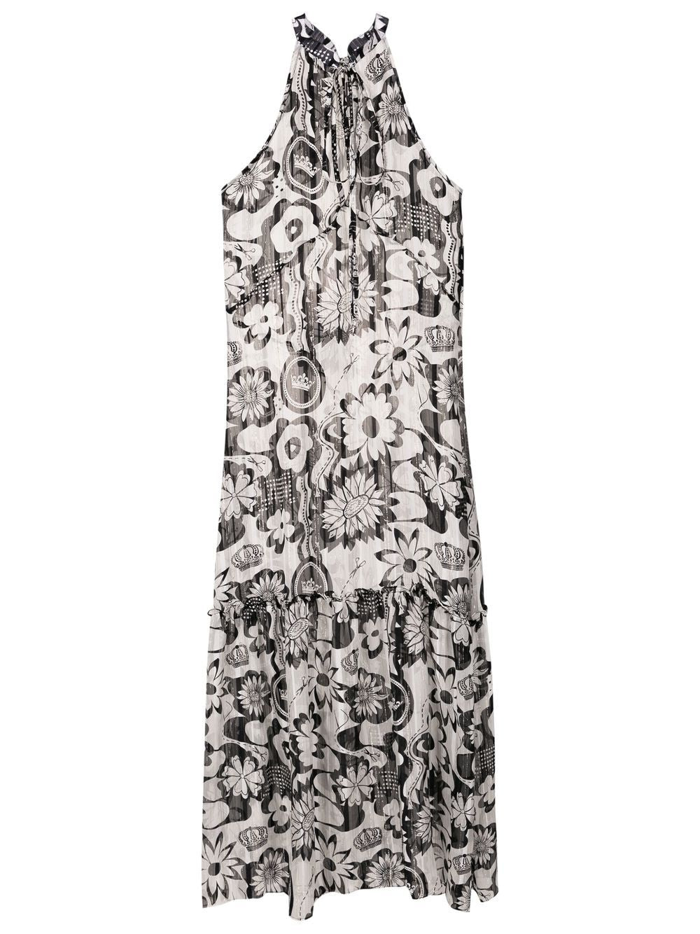 floral-print halterneck beach dress