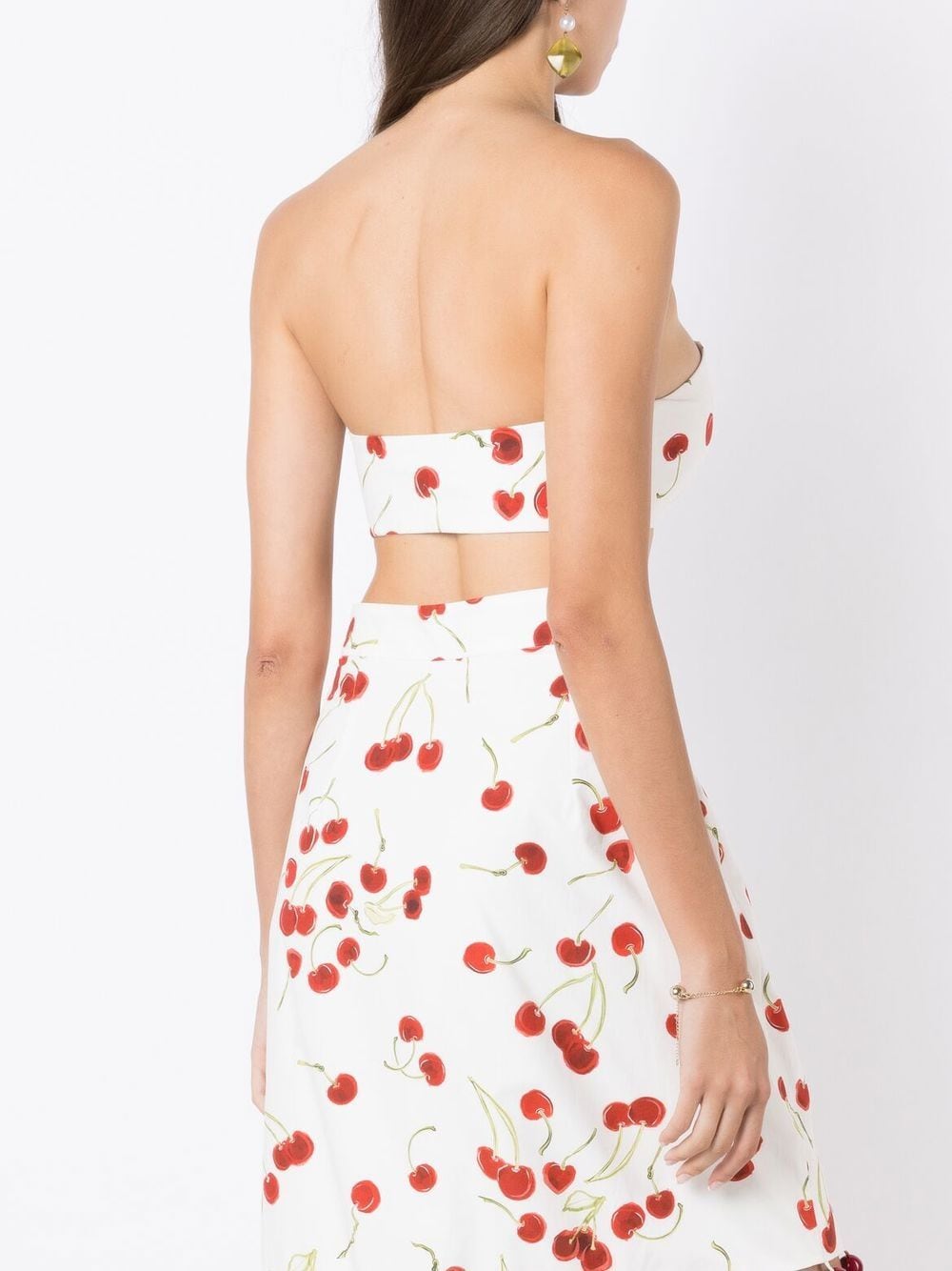 cherry-print strapless crop top