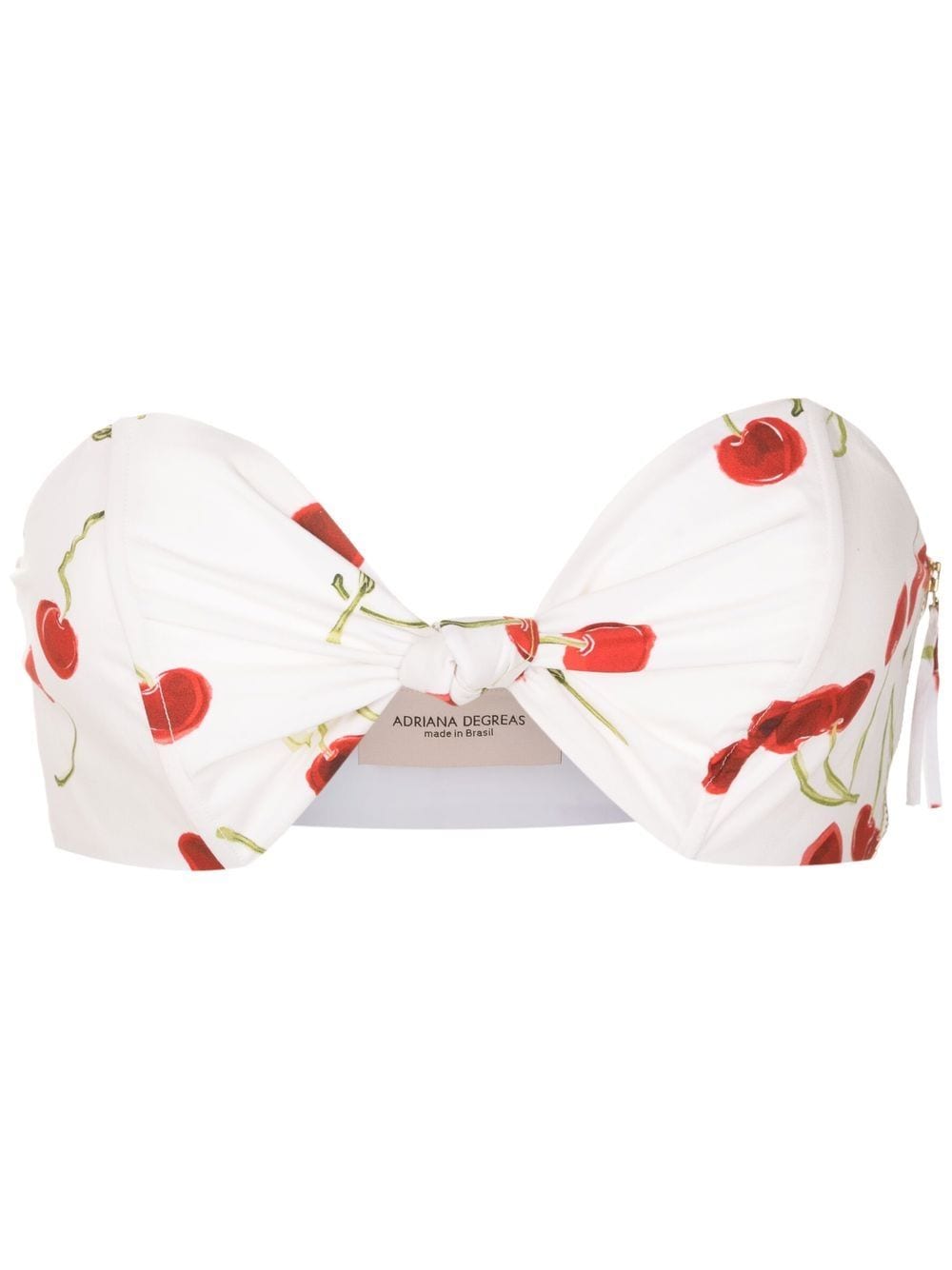 cherry-print strapless crop top