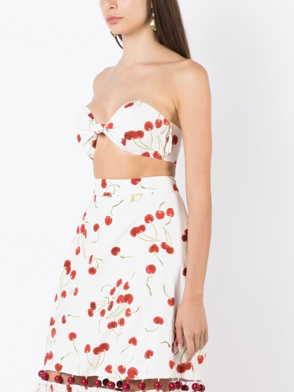 cherry-print strapless crop top
