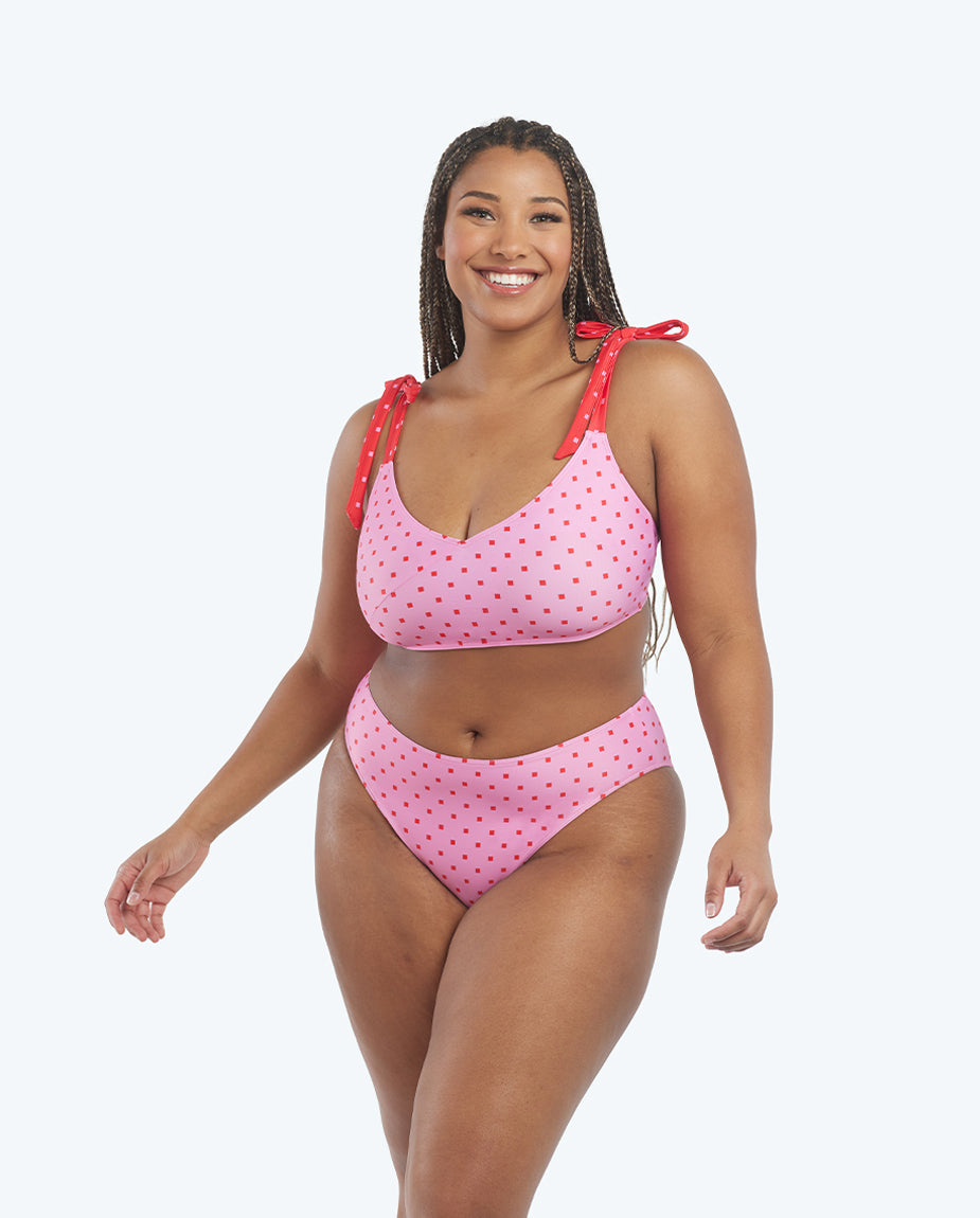 The limited-edition high leg mid rise bikini bottom