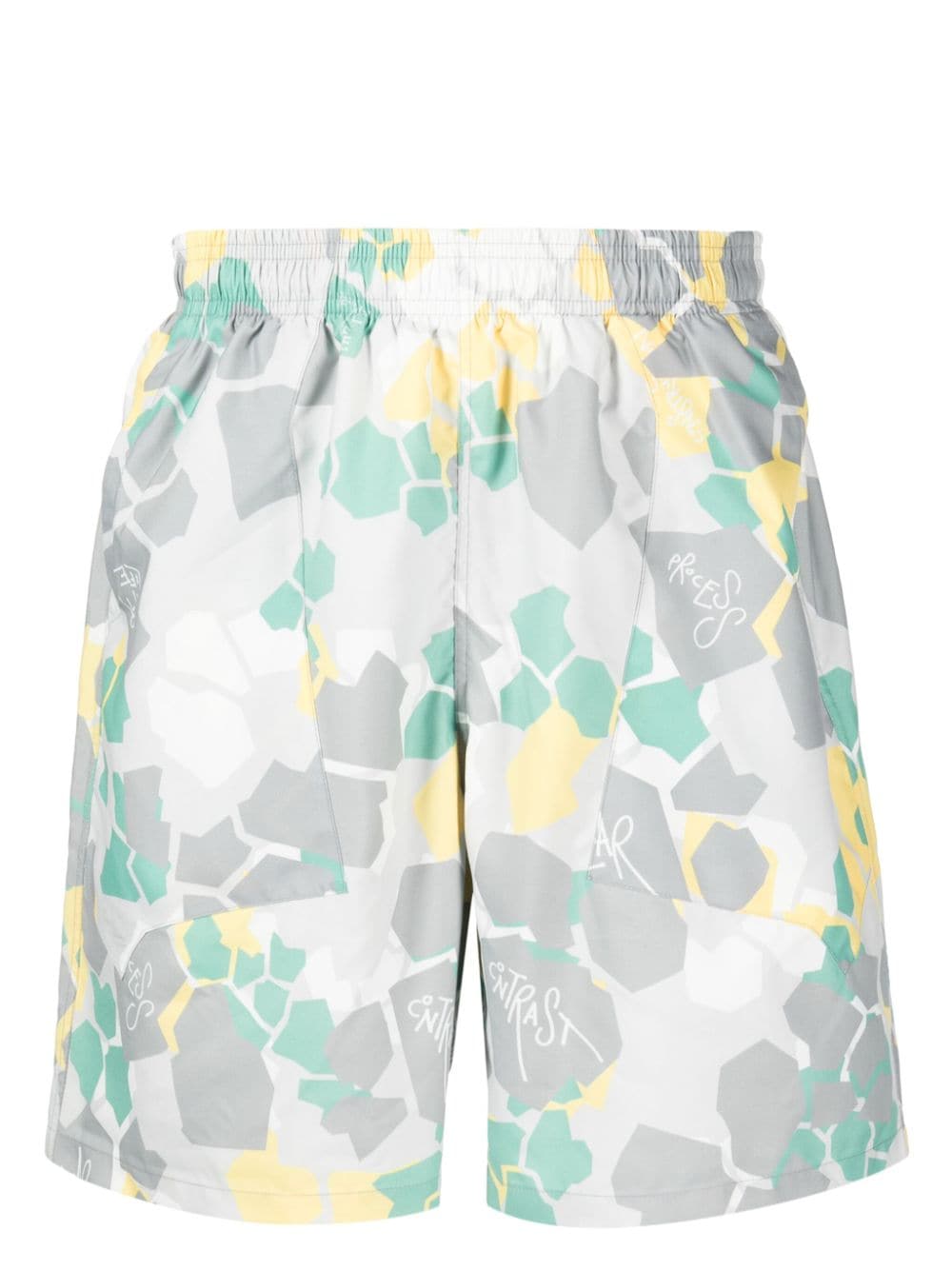 camouflage-pattern swim shorts
