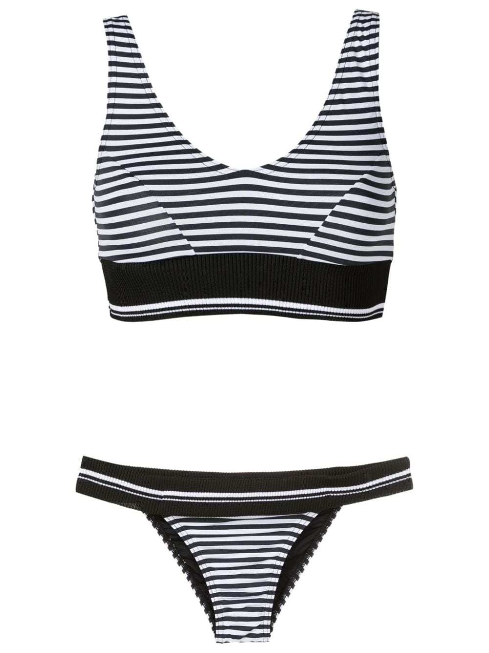striped scoop-neck bikini