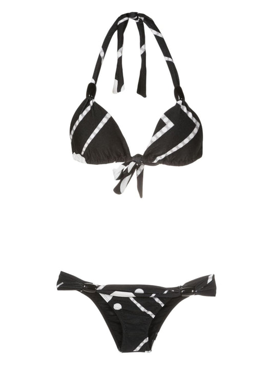 Déco geometric-print bikini