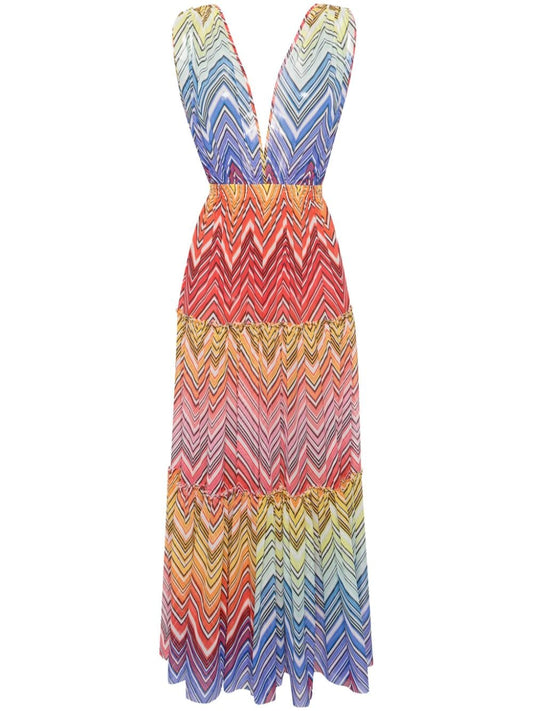zigzag sheer maxi dress