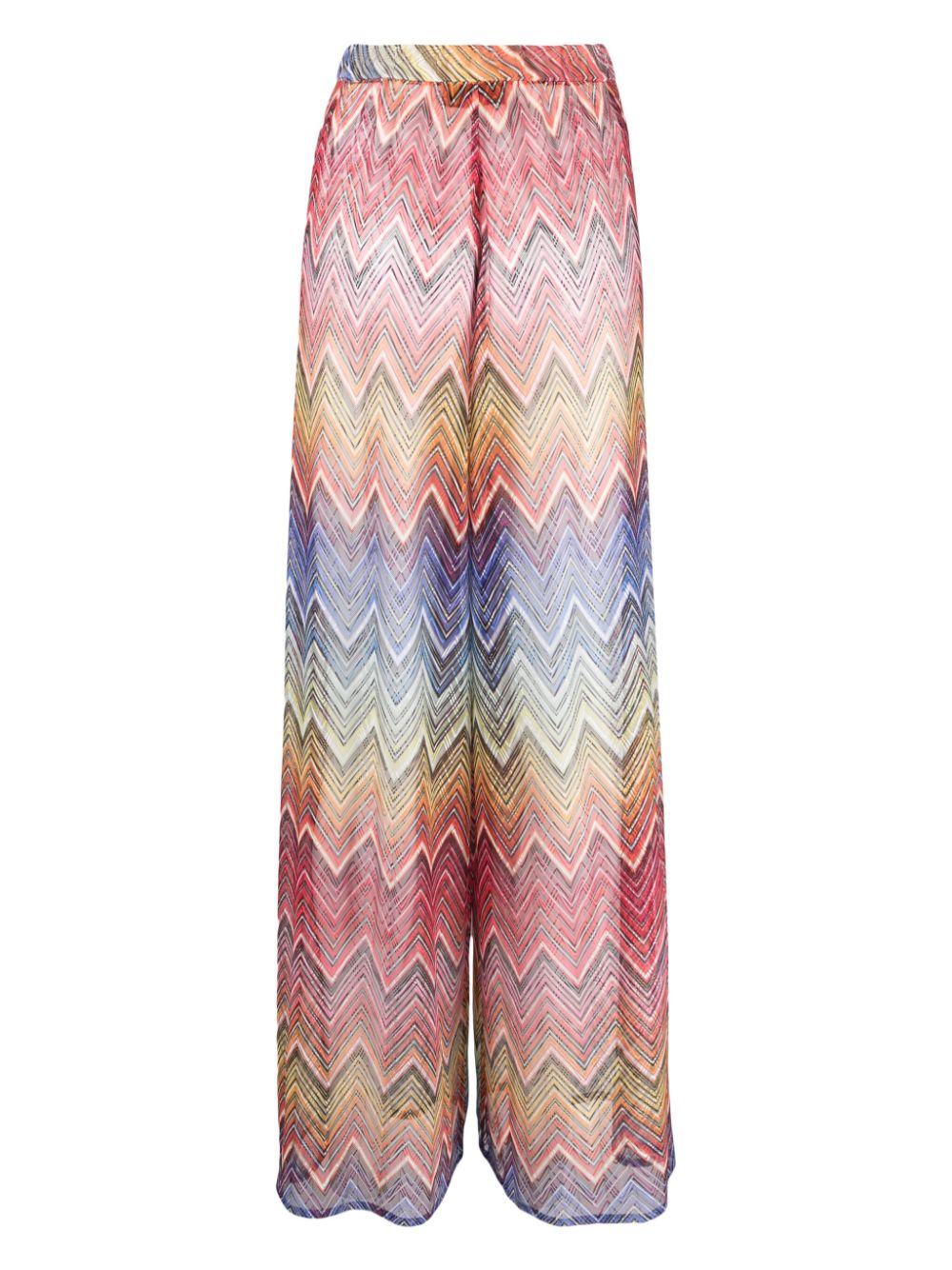 zigzag crochet-knit trousers