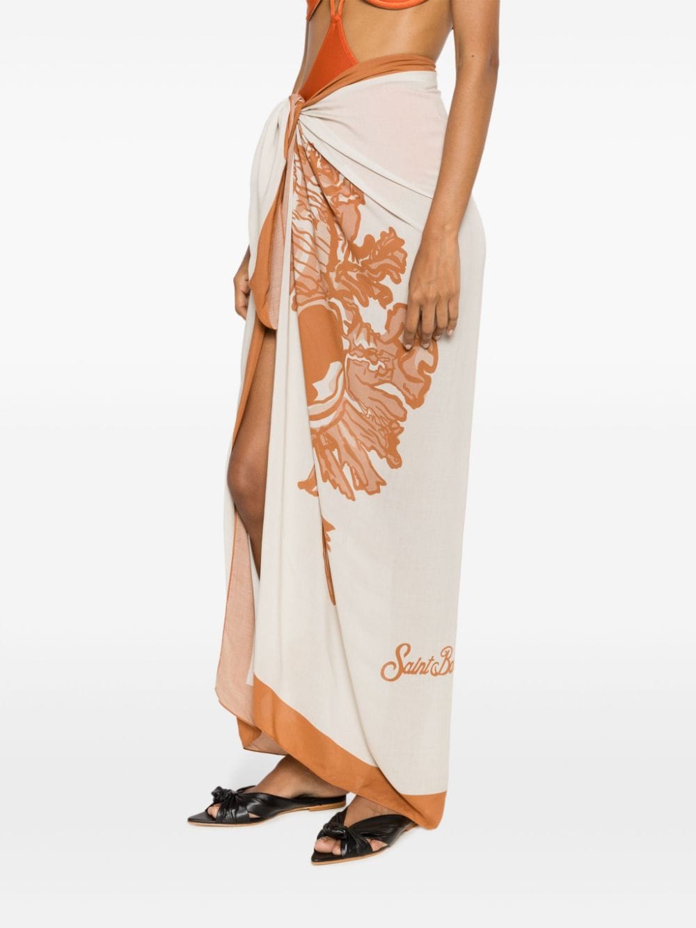 graphic-print square-shape pareo