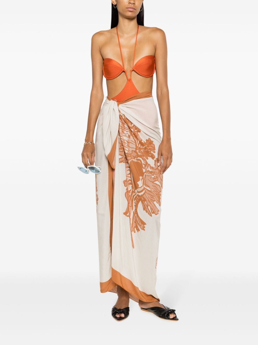 graphic-print square-shape pareo