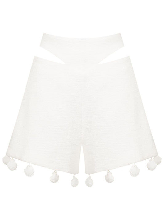 shell-embellished cut-out shorts