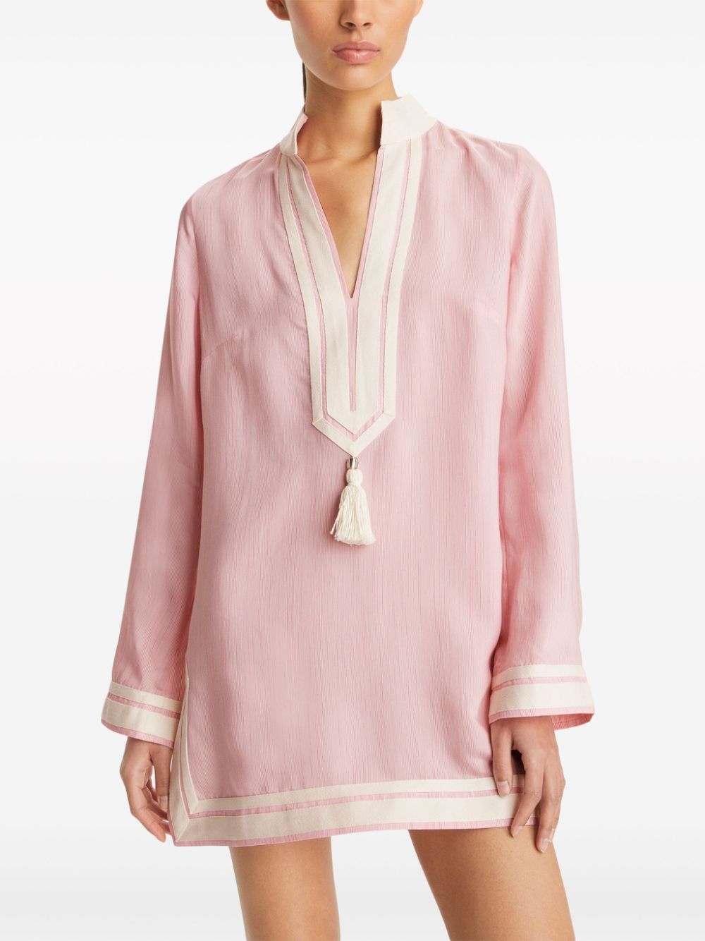 stripe silk tunic