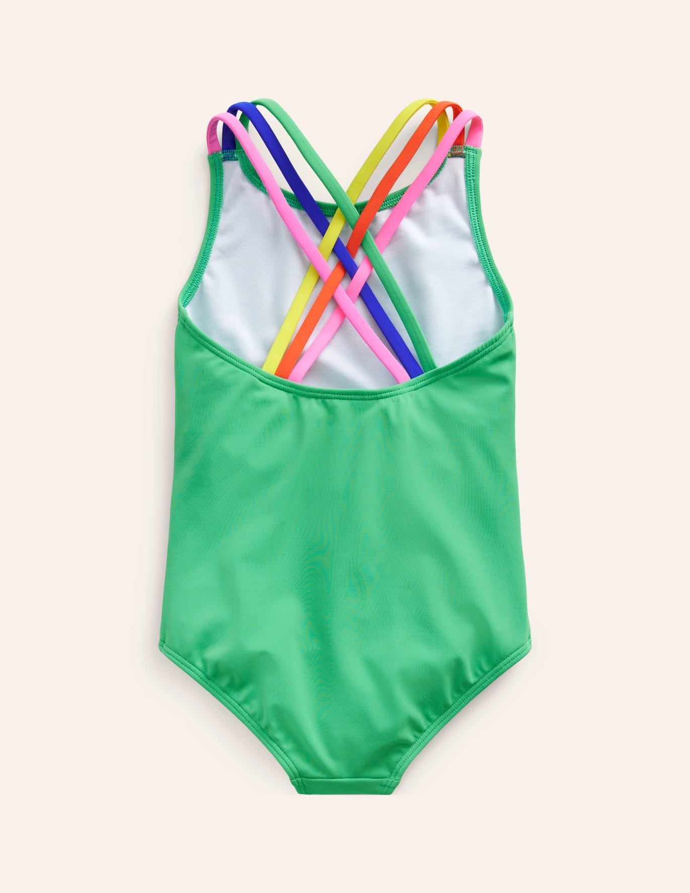 Rainbow cross-back swimsuit pea green