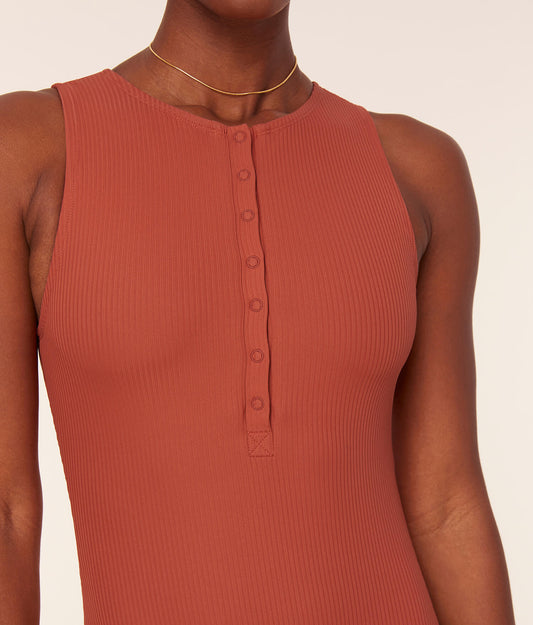 The Malibu One Piece - Eco Ribbed - Ginger - Long Torso