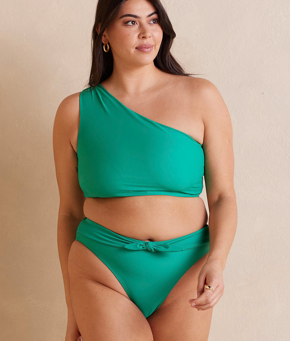 The ruched sidestroke bikini top seaglass