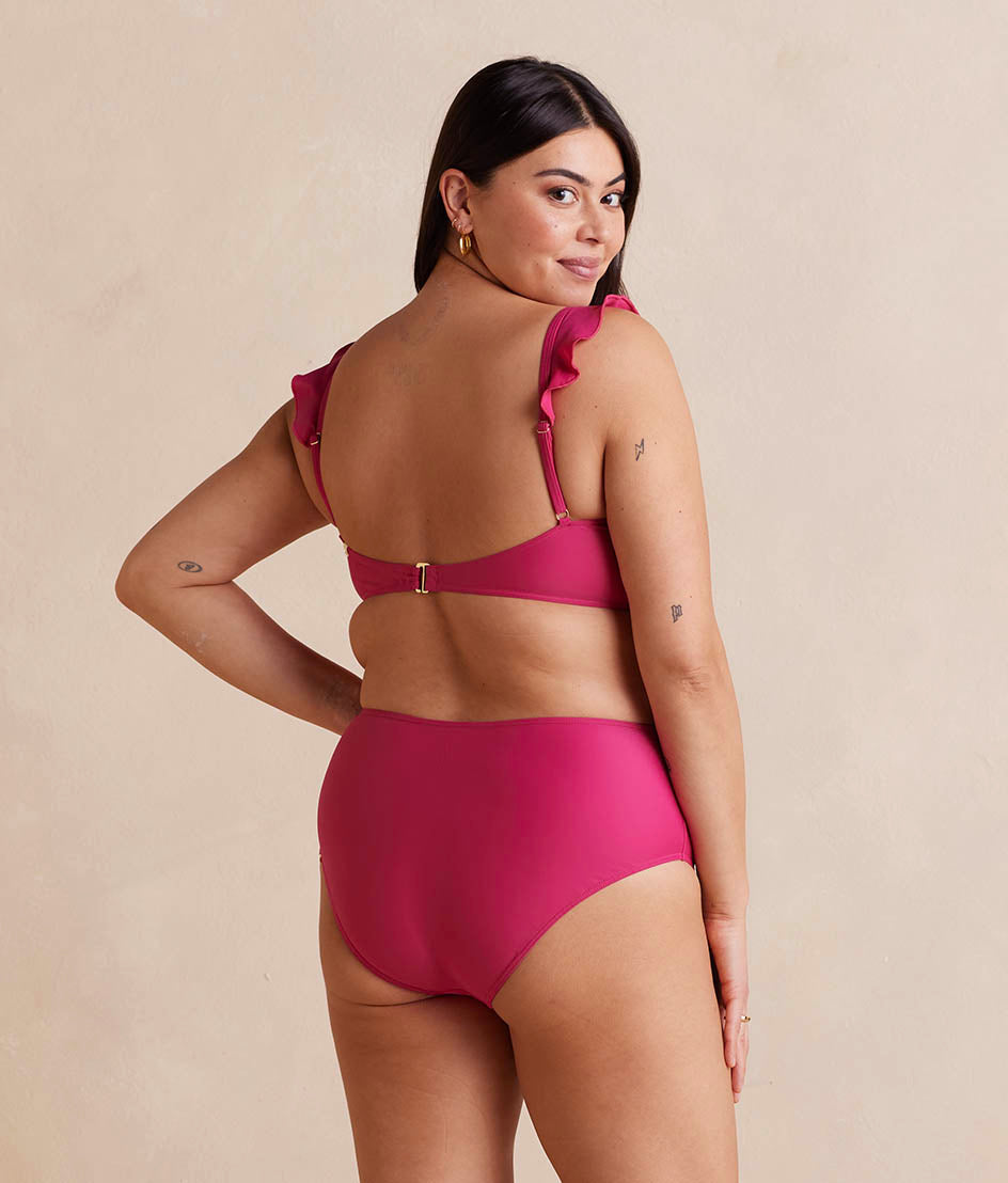 The ruffle high leg high rise bikini bottom spritz