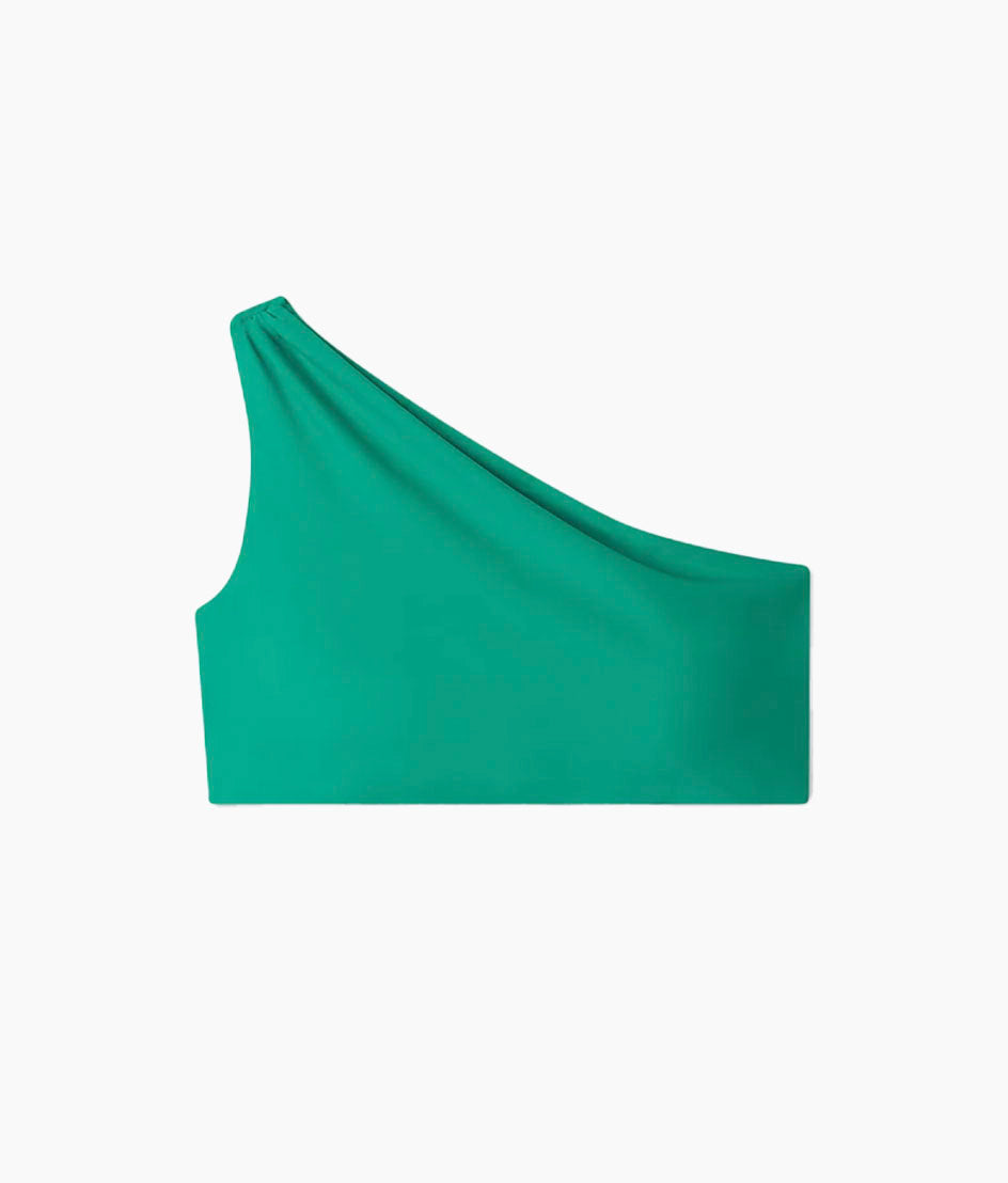 The ruched sidestroke bikini top seaglass