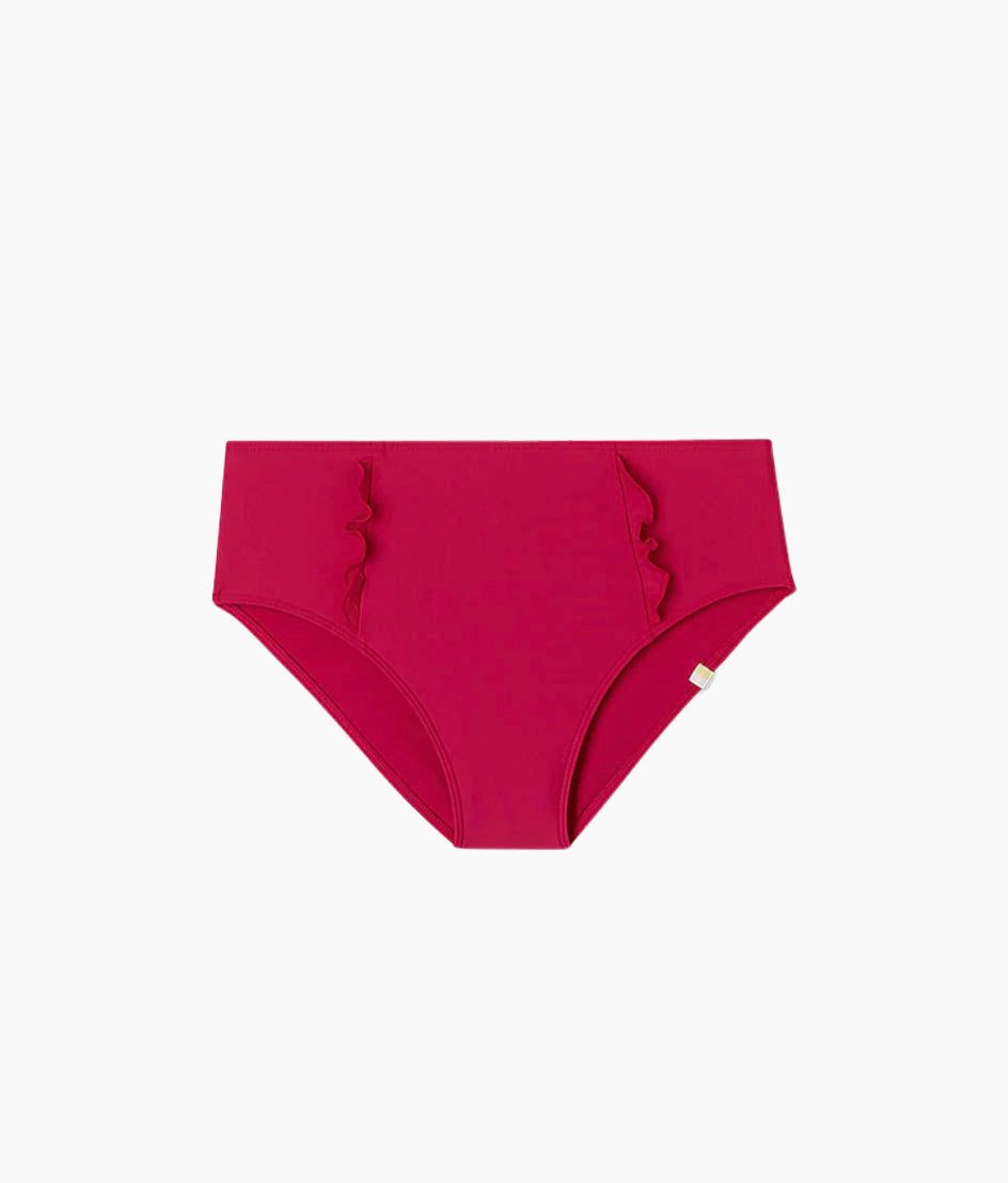 The ruffle high leg high rise bikini bottom spritz